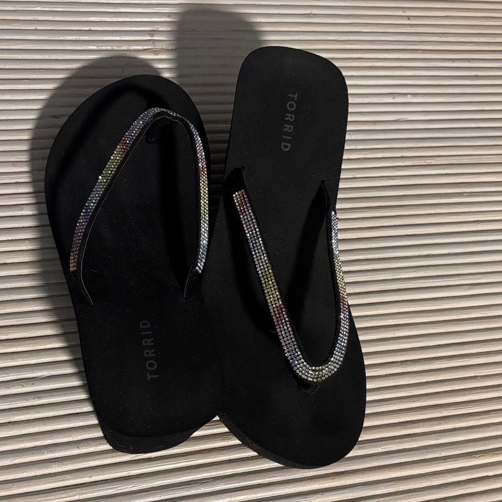 Torrid Black Sandals with Colorful Straps